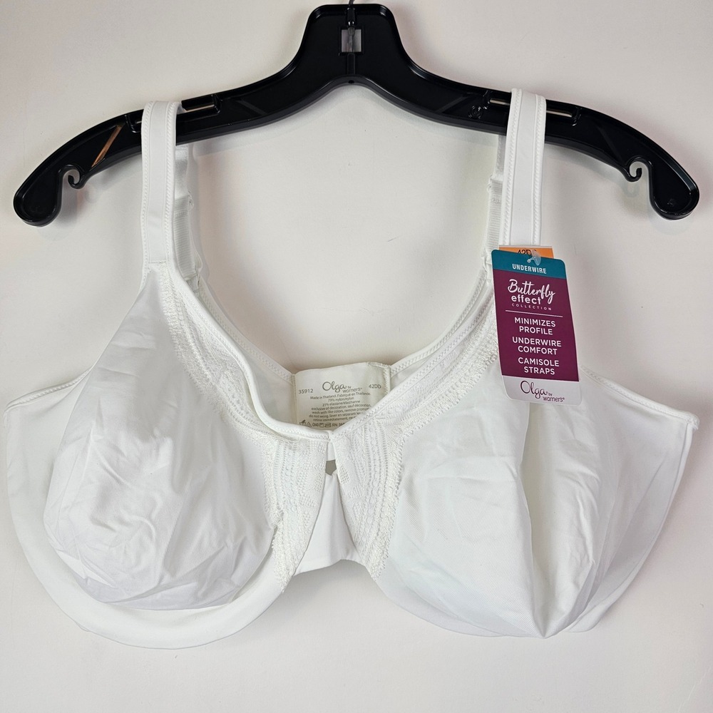 Olga by Warners Butterfly Effect Minimizer Underwire Bra White 35912 42DD